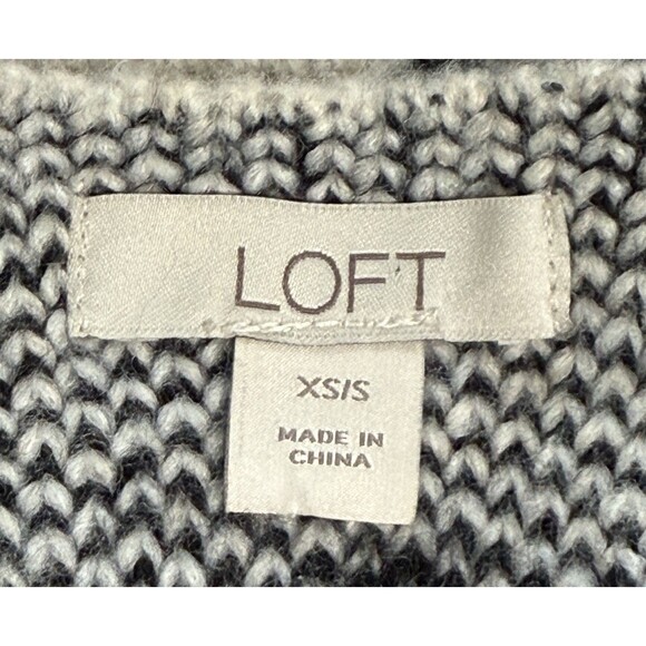 Loft Women’s Nordic Geometric Knit Oatmeal Poncho Open Front Cape Fair Isle XS/S - Picture 6 of 7